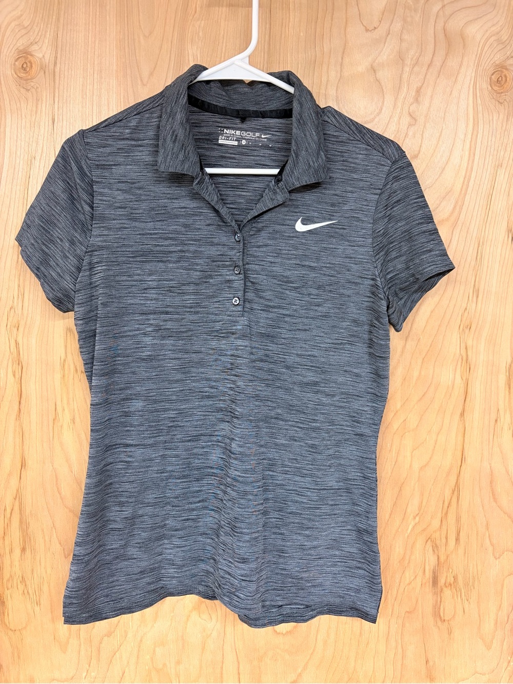 NIKE Women's Dri-Fit Golf  Collared Gray Short Sleeve Athletic Top Size Med
